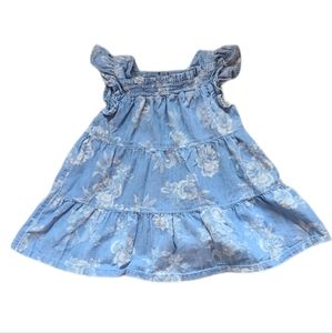OLD NAVY Floral Denim Tiered Ruffle Dress for Babies 12-18m